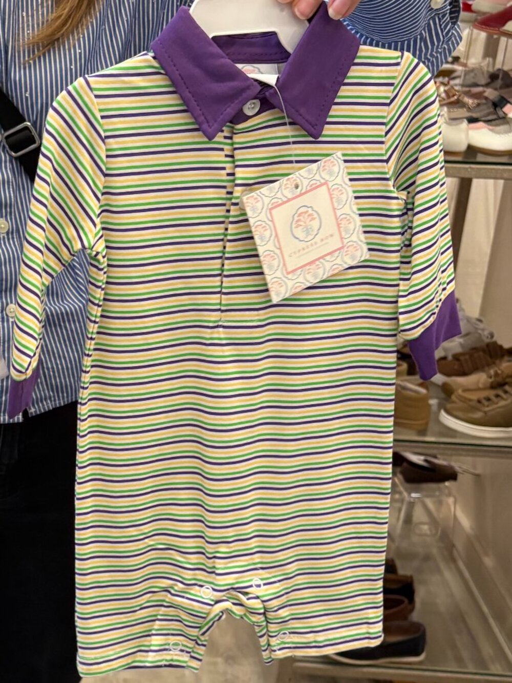 EUC Throw Me Something Mister Mardi Gras Boys Romper 9M